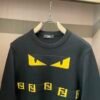 FND Crew Neck Jumper with Graphic Eye Motif - Black