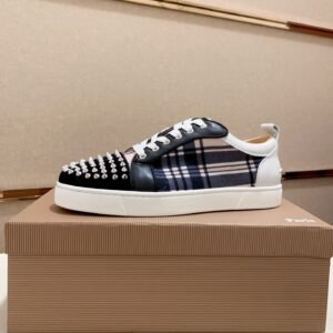 CLB Trainers with Studded Toe and Check Side Panels - Black