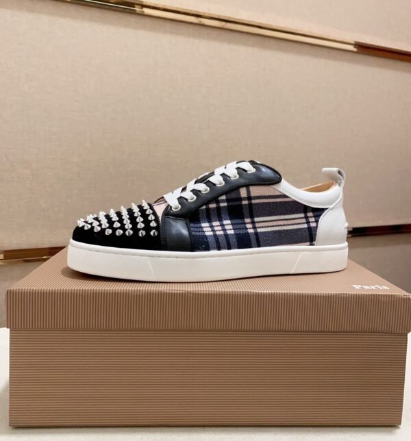 aca52395 CLB Trainers with Studded Toe and Check Side Panels - Black