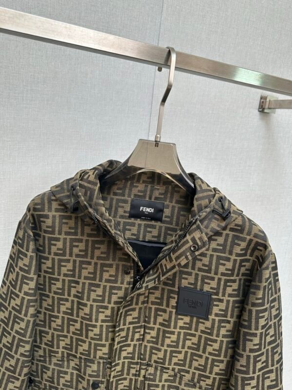 FND All-Over Pattern Zip-Up Jacket - Dark Brown