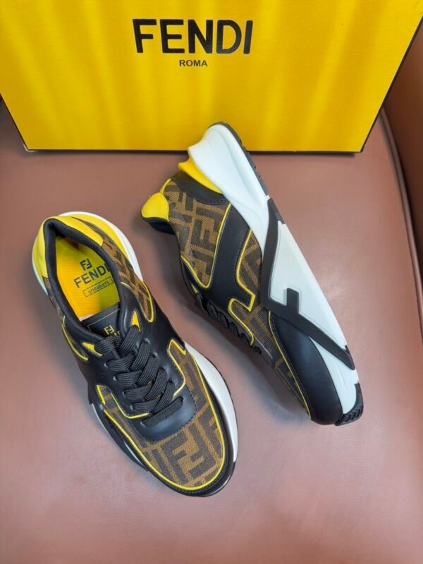 FND Monogram Trainers with Yellow Details - Black/Brown