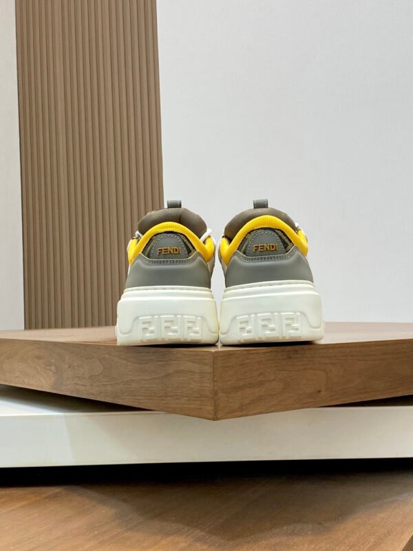 FND Low-Top Trainers with Subtle Yellow Accents - Grey/White