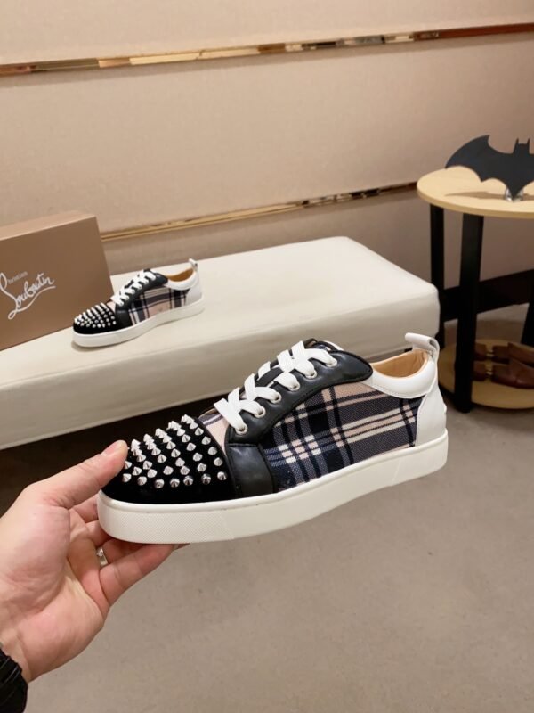 ae397705 CLB Trainers with Studded Toe and Check Side Panels - Black