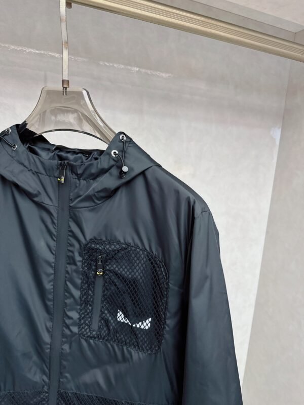 FND Hooded Zip-Up Jacket with Mesh Pocket Detail - Navy Blue