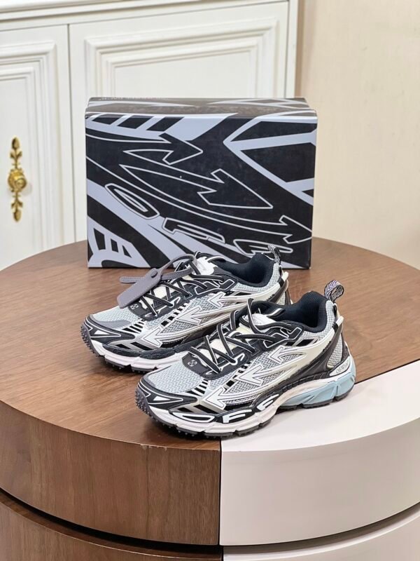 OFFW Mesh Trainers with Graphic Panel Details - Black/White