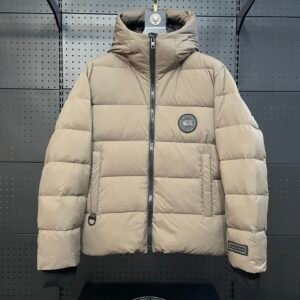 CG Hooded Zip-Up Puffer Jacket - Beige