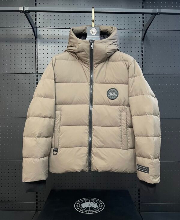 CG Hooded Zip-Up Puffer Jacket - Beige