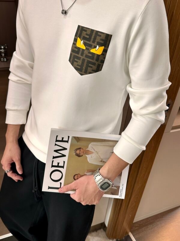 b09121c0 FND Crew Neck Jumper with Graphic Eye Motif - White