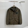 FND All-Over Pattern Zip-Up Jacket - Dark Brown