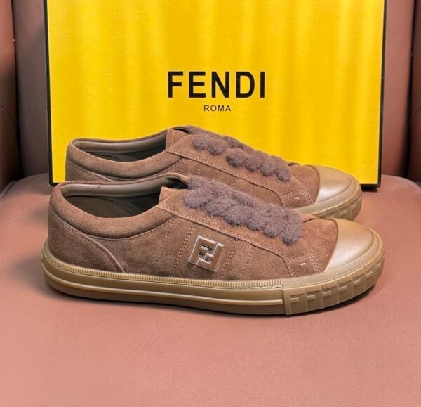 b1891fda FND Low-Top Trainers with Fuzzy Laces - Brown