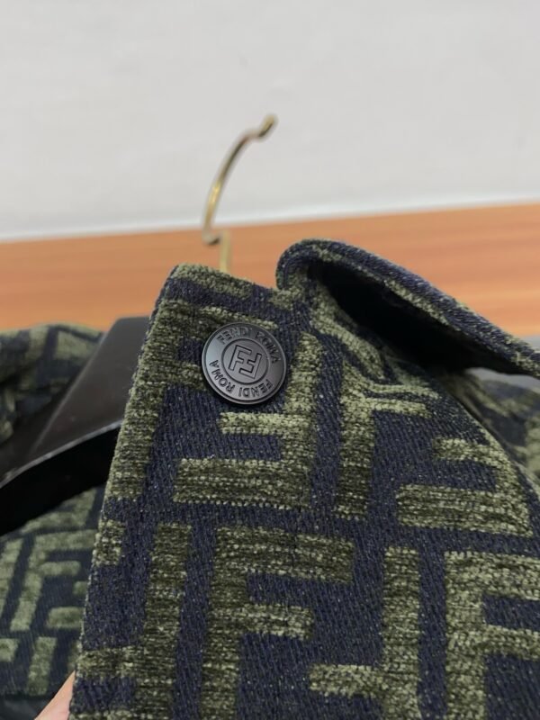 FND All-Over Pattern Button-Front Jacket - Olive Green