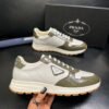 PRDA Low-Top Trainers in White with Olive Contrast Panels