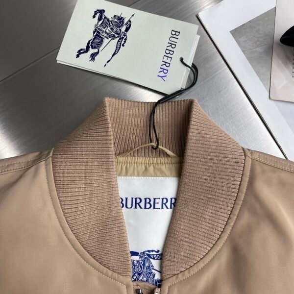 BRBY Zip-Up Jacket with Ribbed Collar - Light Beige