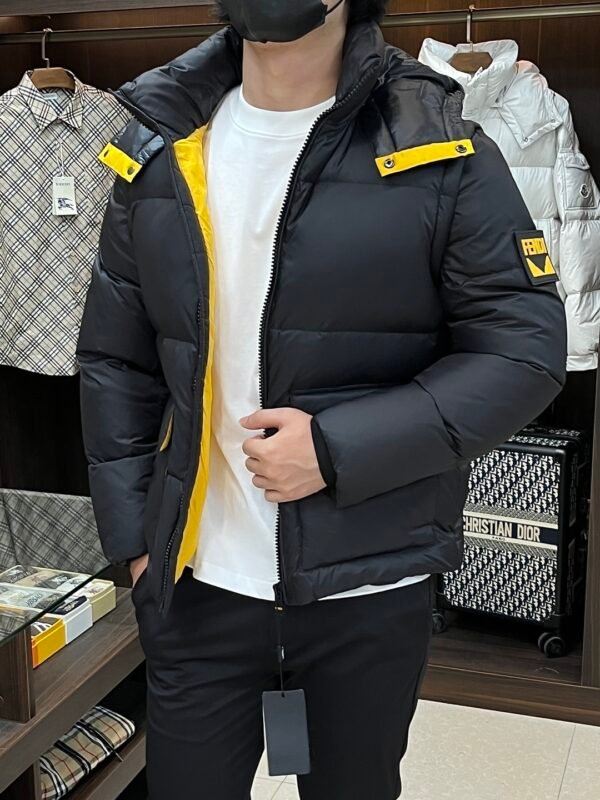 FND Hooded Puffer Jacket with Contrast Lining - Black