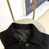 FND Ribbed Collar Button-Front Jacket - Black