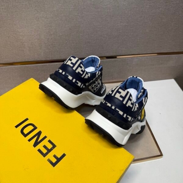 FND Low-Top Chunky Trainers with All Over Pattern - Navy/Cream