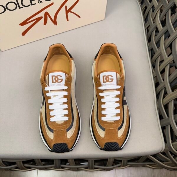 DG Low-Top Trainers with Tan & Beige Contrast Panels