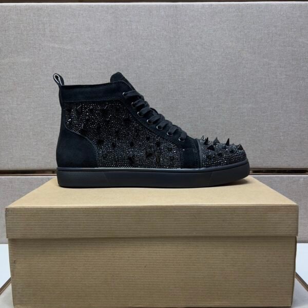 CLB High-Top Trainers in Black with Studded Toe and Side Panels