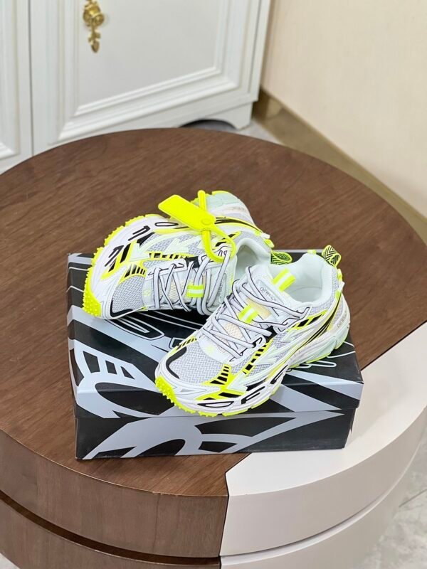 OFFW Mesh Trainers with Graphic Panel Details - White/Yellow