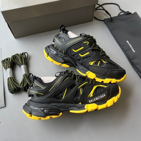 BLNCG Chunky Low-Top Trainers in Black with Yellow Contrast Accents