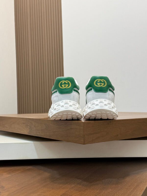 GCCI Trainers with Contrast Panels and Textured Sole - White/Green