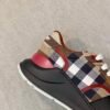 BRBY Trainers with Check Panel and Strap - Brown