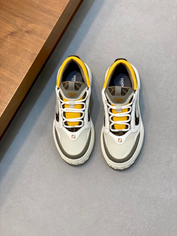 FND Low-Top Trainers with Subtle Yellow Accents - Grey/White