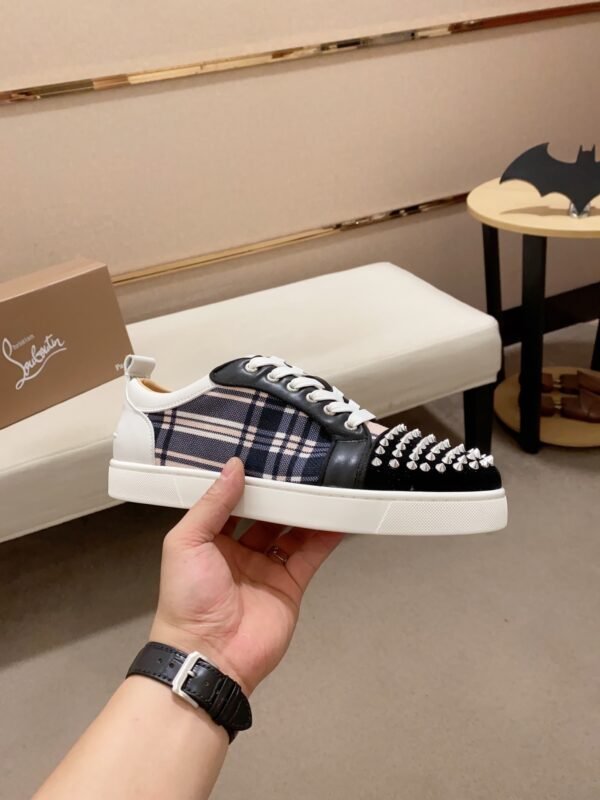 bb4d8870 CLB Trainers with Studded Toe and Check Side Panels - Black