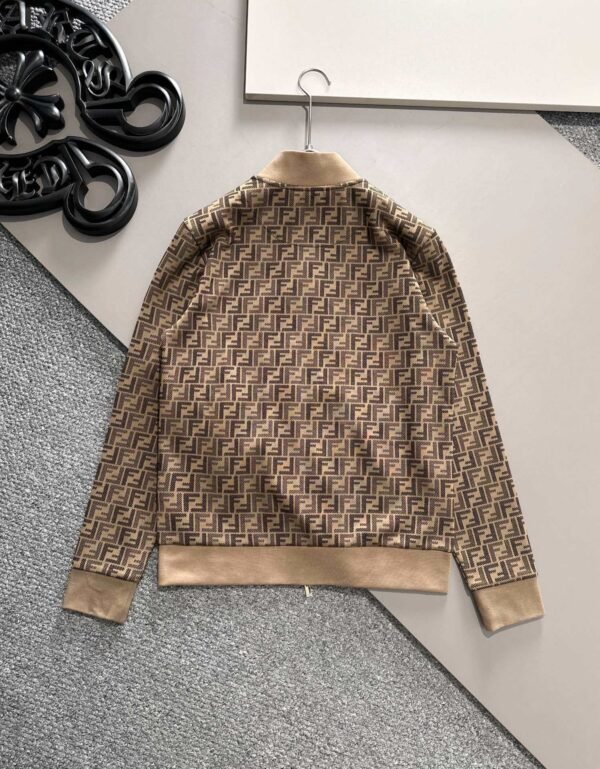 FND All-Over Pattern Zip-Up Jacket - Brown