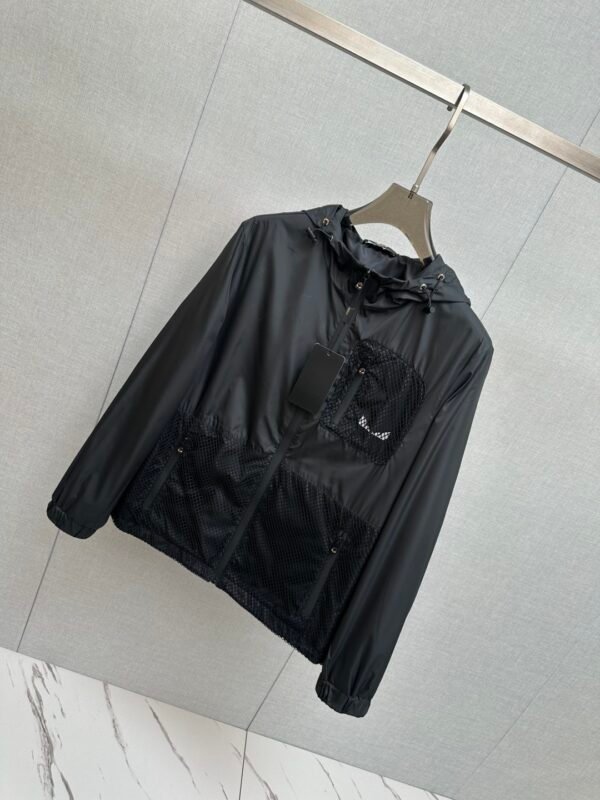 FND Hooded Zip-Up Jacket with Mesh Pocket Detail - Black