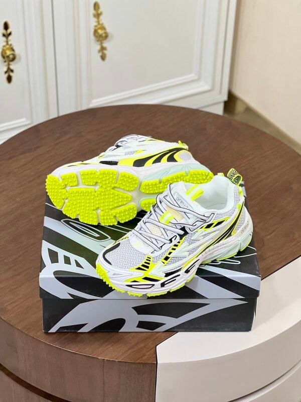 OFFW Mesh Trainers with Graphic Panel Details - White/Yellow