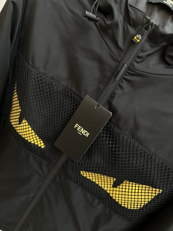 FND Hooded Zip-Up Jacket with Mesh Panel Detail - Black