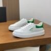 PRDA Low-Top Trainers in White with Green Heel Accents
