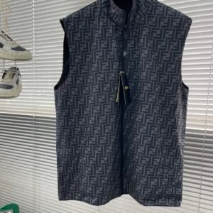 FND Reversible Monogram Gilet with Zip-Front - Black