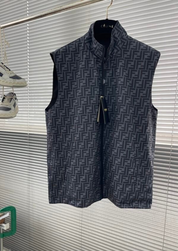 FND Reversible Monogram Gilet with Zip-Front - Black