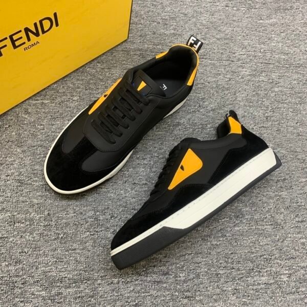FND Black Trainers with Contrast Yellow Panels