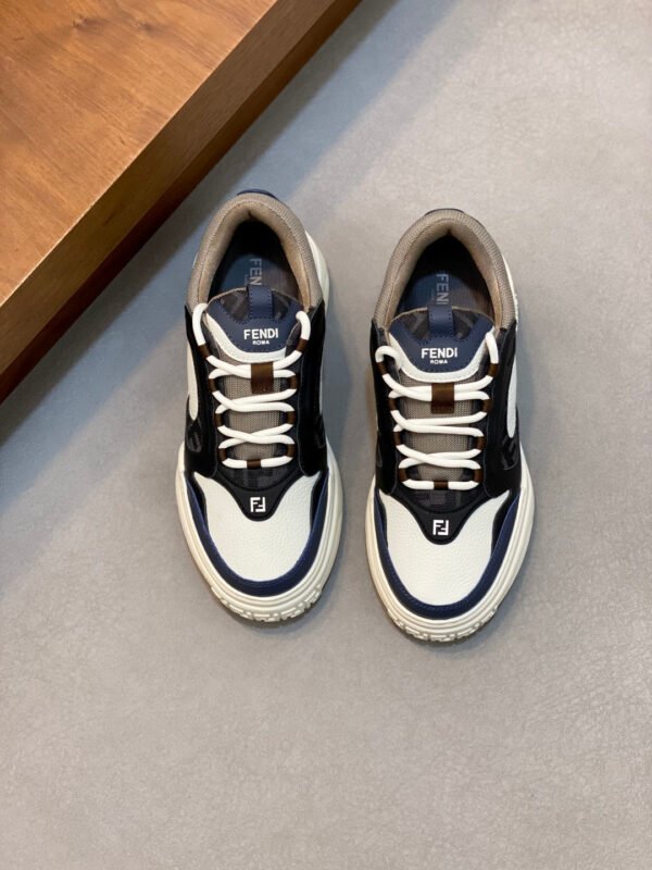 FND Low-Top Trainers with Subtle Brown Accents - Navy/White