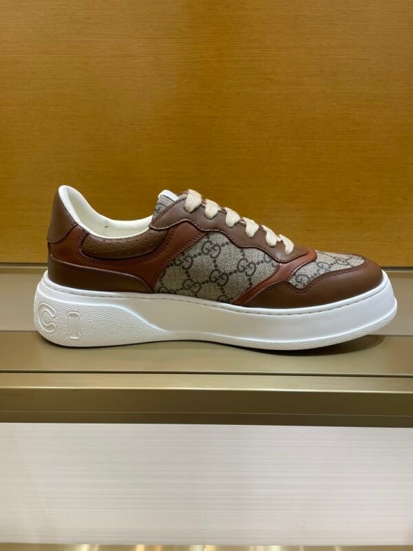 c0841dde GCCI Low-Top Monogram Trainers with Contrast Panels - Dark Brown