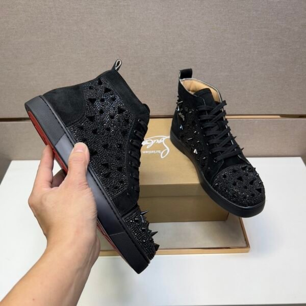 CLB High-Top Trainers in Black with Studded Toe and Side Panels