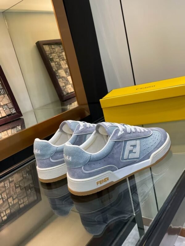 c2da35b6 FND Low-Top Trainers with Logo Panel - Soft Grey/Light Blue