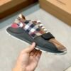 BRBY Trainers with Check Panel and Strap - Brown