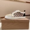 CLB Trainers with Studded Toe and Check Side Panels - White/Gold