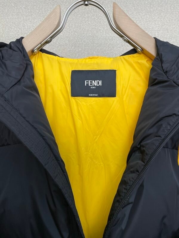 FND Hooded Puffer Jacket with Contrast Lining - Navy Blue