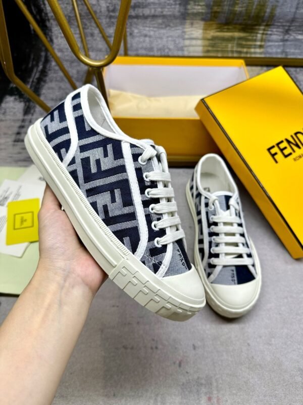 c41131c4 FND Low-Top Trainers with All-Over Logo Pattern - Navy/White