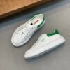 PRDA Low-Top Trainers in White with Green Heel Accents