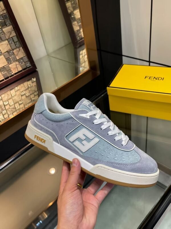 c5da04fe FND Low-Top Trainers with Logo Panel - Soft Grey/Light Blue