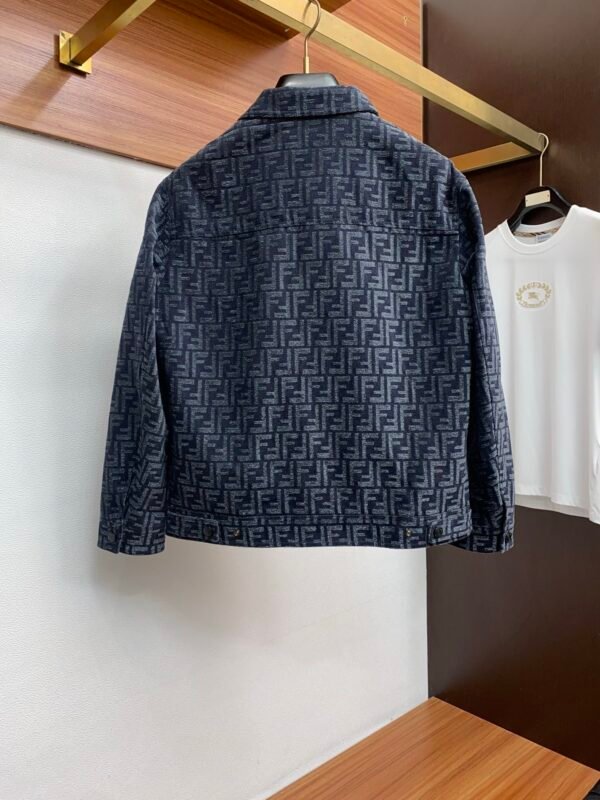 FND All-Over Pattern Button-Front Jacket - Navy Blue