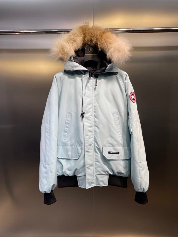 CG Fur-Trim Hooded Jacket with Utility Pockets - Ice Blue
