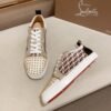 CLB Trainers with Studded Toe and Check Side Panels - White/Gold