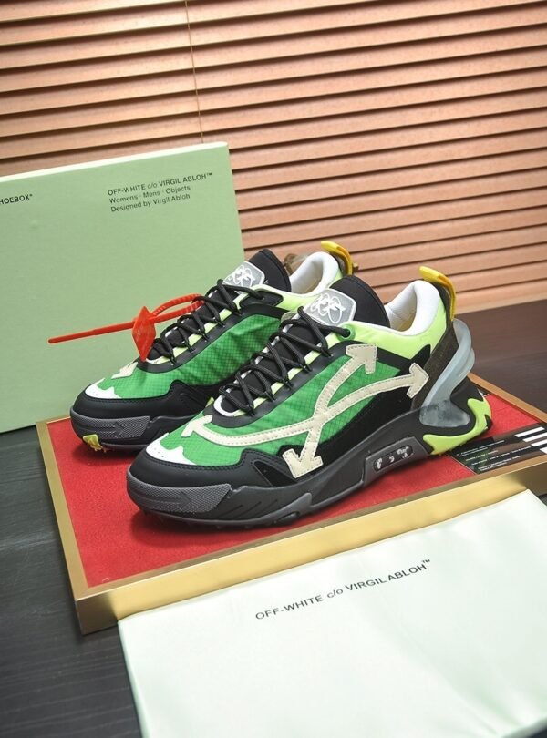 OFFW Chunky Trainers with Layered Panel Details - Green/Black